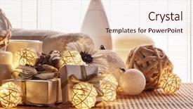  Presentation with year still life christmas - Cool new PPT theme with serum - spa still life with cosmetic backdrop and a lemonade colored foreground