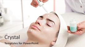  Presentation with serum - Audience pleasing presentation theme consisting of serum facial treatment of young backdrop and a lemonade colored foreground