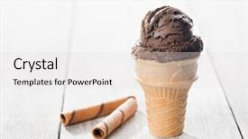  Presentation with ice cream cone - Slides having serv ices - brown ice cream in waffle background and a light gray colored foreground