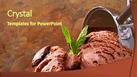  Presentation with chocolate dessert - Beautiful PPT theme featuring serv ices - delicious chocolate ice cream backdrop and a red colored foreground