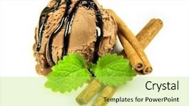  Presentation with chocolate ice cream - Colorful presentation enhanced with serv ices - ice cream chocolate scoop backdrop and a yellow colored foreground