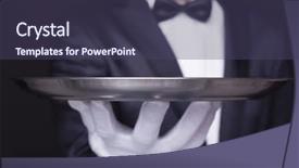  Presentation with servant - Audience pleasing presentation theme consisting of servant - close-up of a waiter holding backdrop and a violet colored foreground