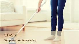  Presentation with servant - PPT layouts enhanced with servant - people housework and housekeeping concept background and a lemonade colored foreground