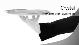  Presentation with banquet server hand tray - Colorful slide deck enhanced with servant - waiter hand with tray backdrop and a white colored foreground