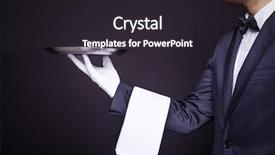  Presentation with servant - Slide set consisting of servant - waiter holding an empty silver background and a wine colored foreground