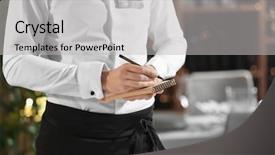  Presentation with servant - Cool new theme with servant - waiter taking order in restaurant backdrop and a light gray colored foreground