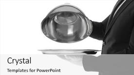  Presentation with servant - Presentation theme with servant - waiter with metal tray background and a white colored foreground