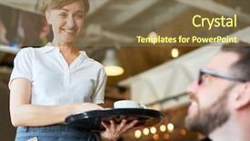  Presentation with servant - Audience pleasing slide set consisting of servant bringing drink for customer backdrop and a  colored foreground