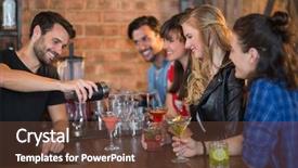  Presentation with customers - PPT theme having serve - smiling bartender serving drink background and a tawny brown colored foreground