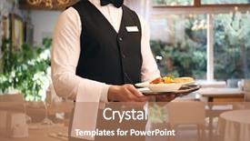  Presentation with waiter - Amazing theme having serve - waiter serving salad at restaurant backdrop and a coral colored foreground