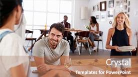  Presentation with frozn food - PPT theme enhanced with serve food for dinner party background and a coral colored foreground