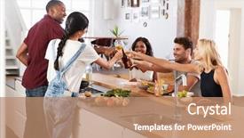  Presentation with dinner party - Cool new presentation theme with serve food for dinner party backdrop and a coral colored foreground