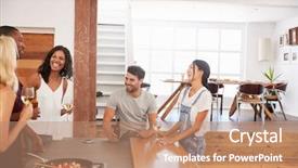  Presentation with dinner party - Theme consisting of serve food for dinner party background and a coral colored foreground