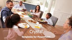  Presentation with black family - PPT layouts featuring serve others - multi generation black family serving background and a coral colored foreground