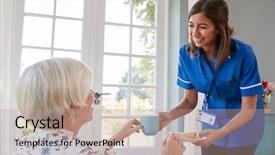  Presentation with nursing to nurse communication - Amazing theme having serve others - nurse serving tea to senior backdrop and a coral colored foreground