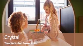  Presentation with two cute sisters playing - Amazing presentation having serve others - two young schoolgirls playing shop backdrop and a coral colored foreground