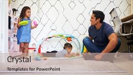  Presentation with tea party - Slide set enhanced with serve others - young girl playing tea party background and a mint green colored foreground