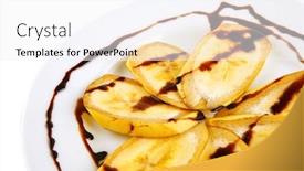  Presentation with white chocolate - PPT theme enhanced with served-banana-sliced-with-chocolate background and a white colored foreground
