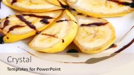  Presentation with white chocolate - Presentation design featuring served-banana-sliced-with-chocolate background and a coral colored foreground