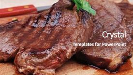  Presentation with cutlery - PPT theme featuring served beef meat barbecue background and a tawny brown colored foreground