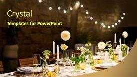  Presentation with napkins - Theme with served-dinner-table-with-plates background and a tawny brown colored foreground