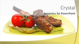  Presentation with green plate - Cool new slides with served entree ribs on plate with hot peppers and capers on green backdrop and a white colored foreground