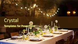  Presentation with festive - Presentation theme featuring served-festive-table-with-plates background and a tawny brown colored foreground