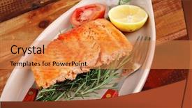  Presentation with salmon fish - PPT layouts featuring served fish roast salmon fish background and a  colored foreground