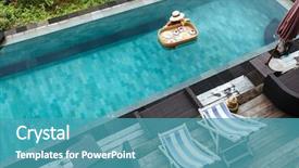  Presentation with luxury hotel - Presentation theme with served floating breakfast in resort background and a teal colored foreground