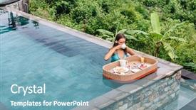  Presentation with luxury hotel - Presentation theme enhanced with served floating breakfast in resort background and a teal colored foreground