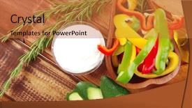  Presentation with fresh avocado - Audience pleasing slides consisting of served for salad on wood backdrop and a  colored foreground