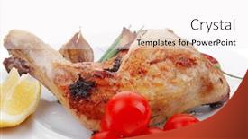  Presentation with grilled chicken - Slide deck consisting of chives on white plate isolated background and a white colored foreground