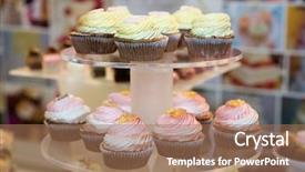  Presentation with pastry cookbook - Slides with served in a pastry shop background and a coral colored foreground