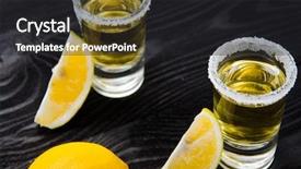  Presentation with tequila - Theme having served in glasses with lime background and a dark gray colored foreground