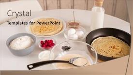  Presentation with pancake - Presentation theme consisting of served-kitchen-table-with-hot background and a soft green colored foreground