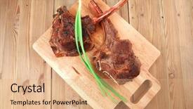  Presentation with main course - Audience pleasing slide set consisting of big delicious t - served main course boned roasted backdrop and a coral colored foreground