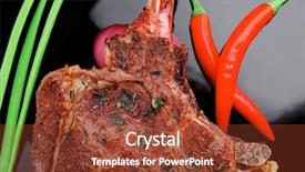  Presentation with main course - Colorful theme enhanced with served-main-course-grilled-beef backdrop and a tawny brown colored foreground