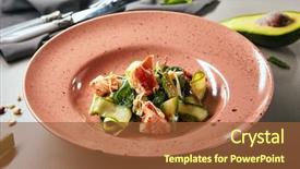  Presentation with rustic healthy - PPT layouts featuring served on trendy pink round background and a tawny brown colored foreground