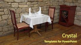  Presentation with customers - PPT layouts enhanced with served restaurant table ready for customers background and a tawny brown colored foreground