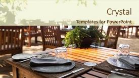  Presentation with tourism - Cool new PPT theme with served table at open-air backdrop and a cream colored foreground