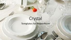  Presentation with served - Cool new slide deck with served table in restaurant closeup backdrop and a light gray colored foreground