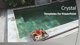  Presentation with tropical fruit - PPT theme featuring served-tray-with-fruit-plate background and a dark gray colored foreground