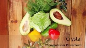  Presentation with fresh avocado - Colorful slide deck enhanced with served vegetables on wood backdrop and a coral colored foreground