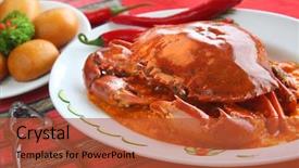  Presentation with crab - Beautiful slide deck featuring served with fried mantou chinese backdrop and a red colored foreground