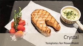  Presentation with salmon grilled fish salmon grilled - Audience pleasing PPT layouts consisting of served with grilled tomato ans backdrop and a soft green colored foreground