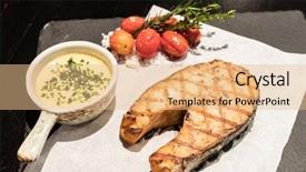  Presentation with grilled - PPT layouts enhanced with served with grilled tomato ans background and a coral colored foreground