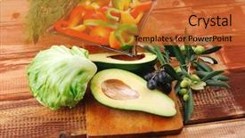  Presentation with fresh avocado - Audience pleasing presentation design consisting of served with peppers on wood backdrop and a red colored foreground