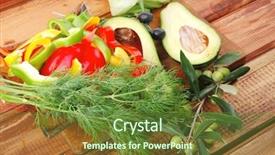  Presentation with fresh avocado - Slides having served with peppers on wood background and a  colored foreground