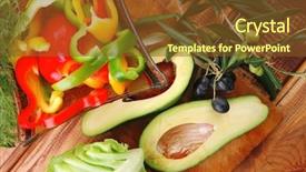  Presentation with fresh avocado - Colorful theme enhanced with served with peppers on wood backdrop and a  colored foreground