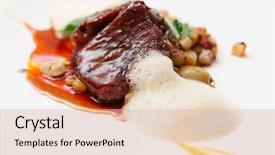  Presentation with veal - Colorful PPT layouts enhanced with served with wine sauce molecular backdrop and a lemonade colored foreground